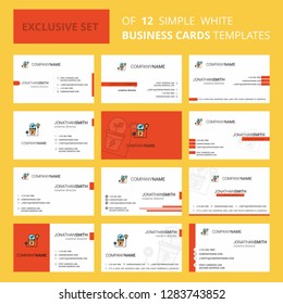 Set of 12 Power plant Creative Busienss Card Template. Editable Creative logo and Visiting card background
