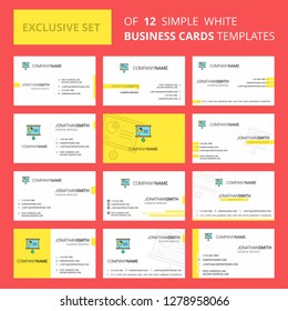 Set of 12 Presentation chart Creative Busienss Card Template. Editable Creative logo and Visiting card background