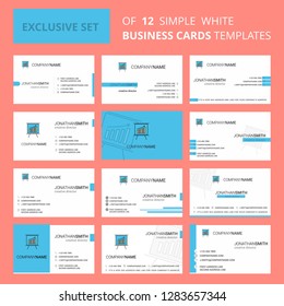 Set of 12 Presentation Creative Busienss Card Template. Editable Creative logo and Visiting card background