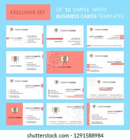 Set of 12 Presentation  Creative Busienss Card Template. Editable Creative logo and Visiting card background