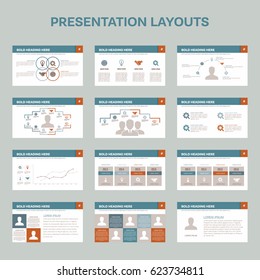 Set of 12 Presentation Layouts on White Background