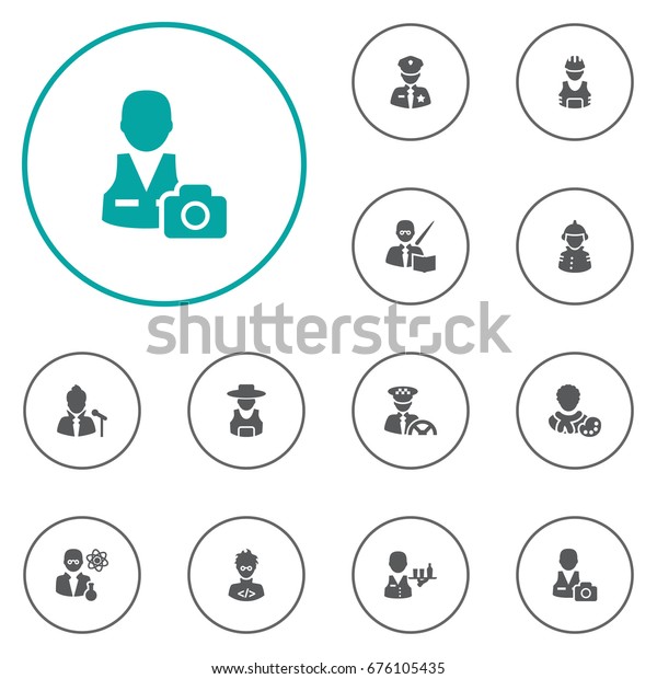 Set Of 12 Professions Icons\
Set.Collection Of Working, Coder, Rancher And Other\
Elements.