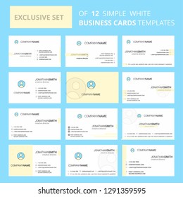 Set of 12 Profile Creative Busienss Card Template. Editable Creative logo and Visiting card background