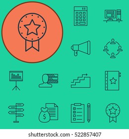 Set Of 12 Project Management Icons. Can Be Used For Web, Mobile, UI And Infographic Design. Includes Elements Such As Task, Personality, Revenue And More.