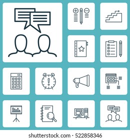 Set Of 12 Project Management Icons. Can Be Used For Web, Mobile, UI And Infographic Design. Includes Elements Such As Workspace, Management, Warranty And More.