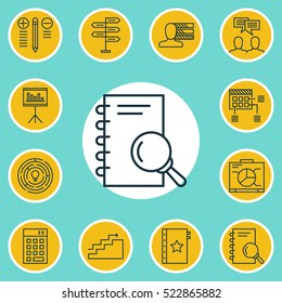 Set Of 12 Project Management Icons. Can Be Used For Web, Mobile, UI And Infographic Design. Includes Elements Such As Dashboard, Growth, Quality And More.