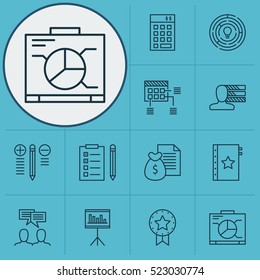 Set Of 12 Project Management Icons. Can Be Used For Web, Mobile, UI And Infographic Design. Includes Elements Such As Personal, Plan, Warranty And More.