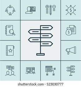 Set Of 12 Project Management Icons. Can Be Used For Web, Mobile, UI And Infographic Design. Includes Elements Such As Warranty, Flow, Office And More.
