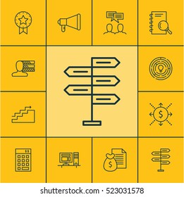 Set Of 12 Project Management Icons. Can Be Used For Web, Mobile, UI And Infographic Design. Includes Elements Such As Discussion, Revenue, Investment And More.