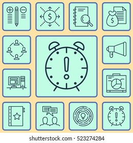 Set Of 12 Project Management Icons. Can Be Used For Web, Mobile, UI And Infographic Design. Includes Elements Such As Office, Decision, Flow And More.