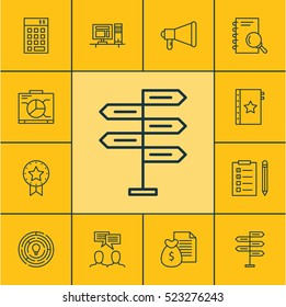Set Of 12 Project Management Icons. Can Be Used For Web, Mobile, UI And Infographic Design. Includes Elements Such As Idea, Investment, Brainstorming And More.