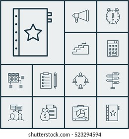 Set Of 12 Project Management Icons. Can Be Used For Web, Mobile, UI And Infographic Design. Includes Elements Such As Date, Chart, Task And More.