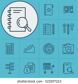Set Of 12 Project Management Icons. Can Be Used For Web, Mobile, UI And Infographic Design. Includes Elements Such As Quality, Growth, Dashboard And More.