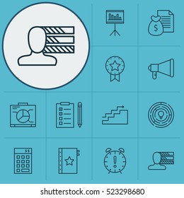 Set Of 12 Project Management Icons. Can Be Used For Web, Mobile, UI And Infographic Design. Includes Elements Such As Finance, Warranty, Budget And More.
