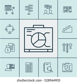 Set Of 12 Project Management Icons. Can Be Used For Web, Mobile, UI And Infographic Design. Includes Elements Such As Schedule, Personal Skills, Decision Making And More.