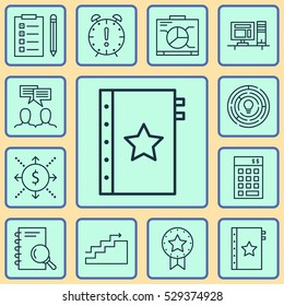 Set Of 12 Project Management Icons. Can Be Used For Web, Mobile, UI And Infographic Design. Includes Elements Such As Time Management, Growth, Computer And More.