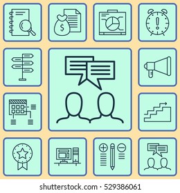 Set Of 12 Project Management Icons. Can Be Used For Web, Mobile, UI And Infographic Design. Includes Elements Such As Opportunity, Growth, Time Management And More.