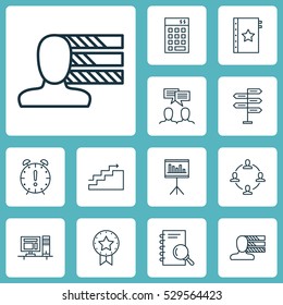Set Of 12 Project Management Icons. Can Be Used For Web, Mobile, UI And Infographic Design. Includes Elements Such As Warranty, Investment, Collaboration And More.