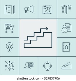 Set Of 12 Project Management Icons. Can Be Used For Web, Mobile, UI And Infographic Design. Includes Elements Such As Announcement, Warranty, Board And More.