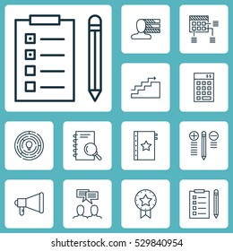 Set Of 12 Project Management Icons. Can Be Used For Web, Mobile, UI And Infographic Design. Includes Elements Such As Investment, Growth, Present Badge And More.