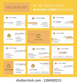 Set of 12 Pumpkin  Creative Busienss Card Template. Editable Creative logo and Visiting card background
