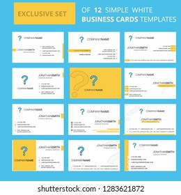 Set of 12 Question mark  Creative Busienss Card Template. Editable Creative logo and Visiting card background