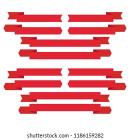 Set of 12 red ribbons at the bottom and top