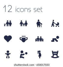 Set 12 Relatives Icons Setcollection Relatives Stock Vector (Royalty ...