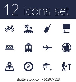 Set Of 12 Relax Icons Set.Collection Of Location, Direction, Building And Other Elements.