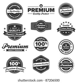 Set of 12 retro premium quality badges and labels