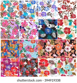Set 12 retro seamless  pattern flower et floral texture background