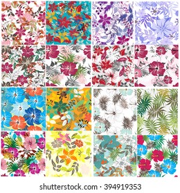 Set 12 retro seamless  pattern flower et floral texture background