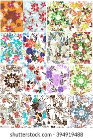 Set 12 retro seamless  pattern flower et floral texture background