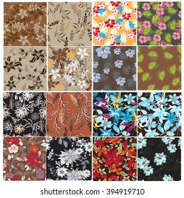 Set 12 retro seamless  pattern flower et floral texture background