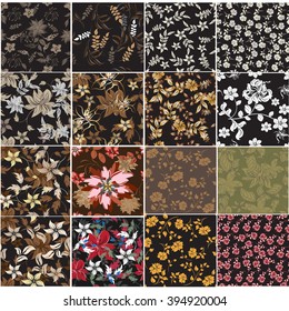 Set 12 retro seamless  pattern flower et floral texture background