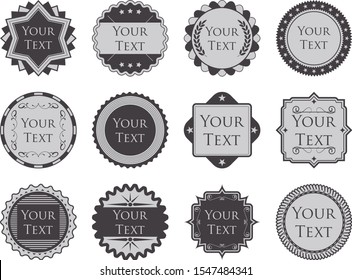 Set of 12 retro and vintage badges or labels