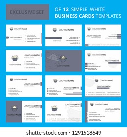 Set of 12 Robot Creative Busienss Card Template. Editable Creative logo and Visiting card background
