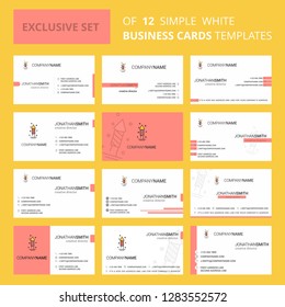 Set of 12 Rocket Creative Busienss Card Template. Editable Creative logo and Visiting card background