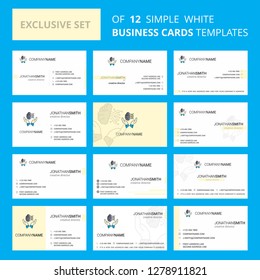 Set of 12 Safe cloud Creative Busienss Card Template. Editable Creative logo and Visiting card background