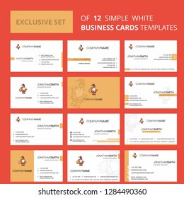 Set of 12 Santa clause Creative Busienss Card Template. Editable Creative logo and Visiting card background