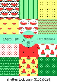 Set of 12 seamless backgrounds watermelon. EPS10 