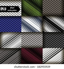 Set of 12: Seamless pattern with diagonal lines