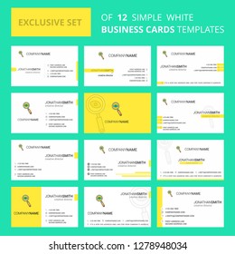 Set of 12 Search Creative Busienss Card Template. Editable Creative logo and Visiting card background