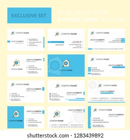 Set of 12 Search house  Creative Busienss Card Template. Editable Creative logo and Visiting card background