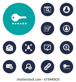 Set Of 12 Search Icons Set.Collection Of Warning, Sale, Audience And Other Elements.