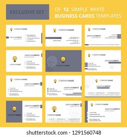Set of 12 Seo bulb  Creative Busienss Card Template. Editable Creative logo and Visiting card background