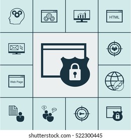 Set Of 12 SEO Icons. Can Be Used For Web, Mobile, UI And Infographic Design. Includes Elements Such As SEO, Focus, Web And More.