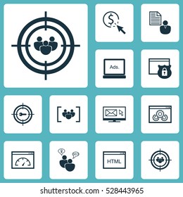 Set Of 12 SEO Icons. Can Be Used For Web, Mobile, UI And Infographic Design. Includes Elements Such As Questionnaire, PPC, Security And More.