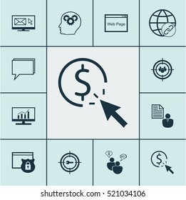 Set Of 12 SEO Icons. Includes Elements Such As Brief, Chat, Brainstorming And More