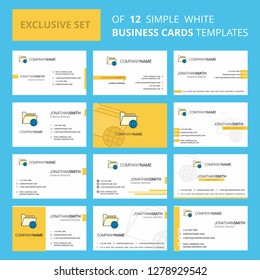 Set of 12 Shared folder  Creative Busienss Card Template. Editable Creative logo and Visiting card background